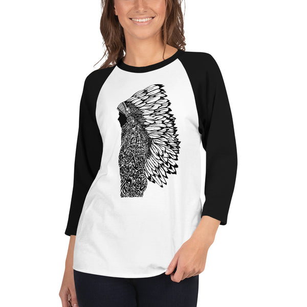 Mana Warrior Chief (Black) 3/4 sleeve raglan baseball T-shirt